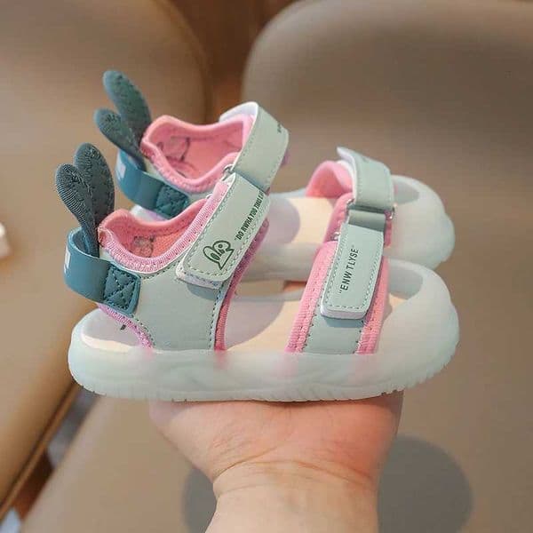 Childrens Sandals 2-12 Years Old Cartoon Greenish Pink Soft Boys Girls Beach Shoes Casual Non-slip Kids Baby Sports Sandals C260408