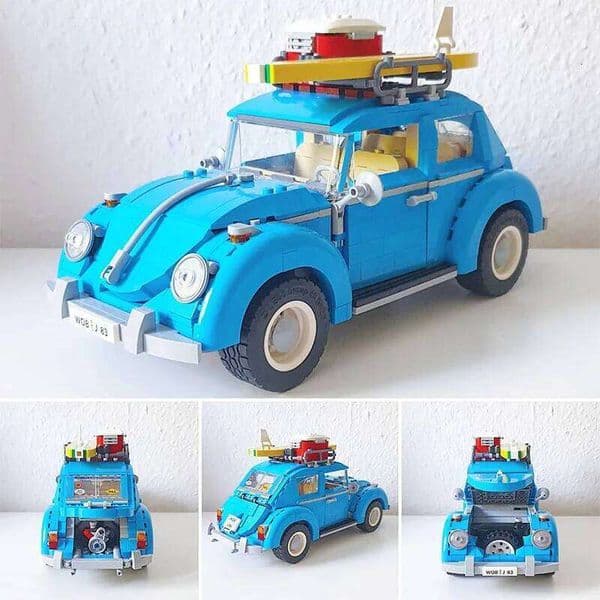 1167PCS Creative 1960s Retro Blue Beetle Camper Car Building Blocks Assemble Bricks Vehicle Toy Gift For Adult Children 26W0408