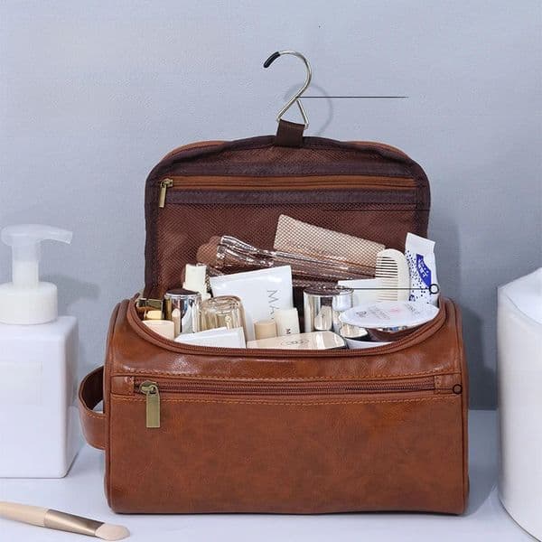 Waterproof PU Leather Travel Toiletry Bag Large Capacity Cosmetic Organizer for Men and Women 260408