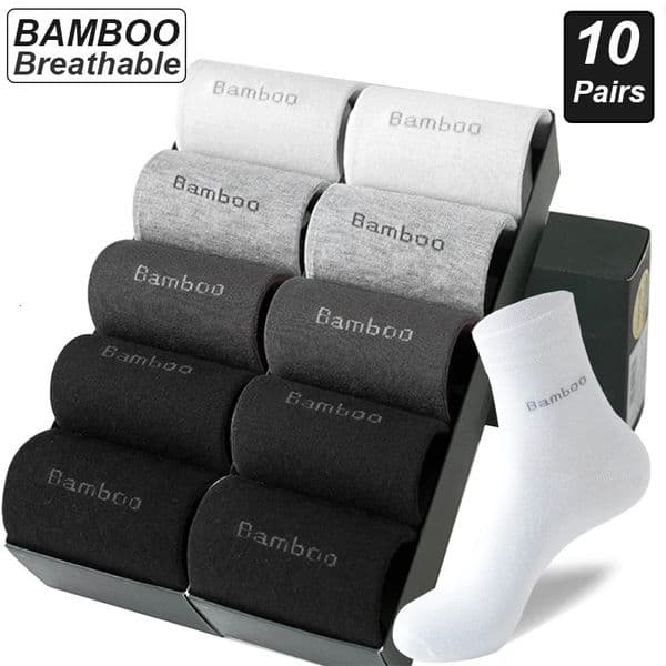 10Pairs Bamboo Fiber Socks Men Casual Business AntiBacterial Comfortable Breatheable High Quality Sock Male Plus Size EU38 260407
