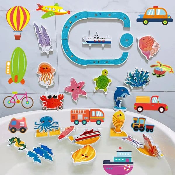 Baby Bath Toys Fun Foam Animals Cognitive Floating Toy Traffic Bathroom Bathtub for Babies Gifts Kids Early Educational 260407