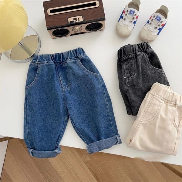 72771 Baby Boys Denim Pants Solid Color Infants Jeans Casual w260407BY