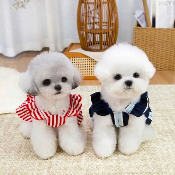 Comfortable Striped Pet Dog Spring Dress Breathable Soft Pet Summer Skirt Clothes Thin Puppy Vest Apparel H260410