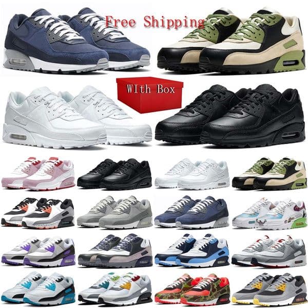Designer airsmaax 90 Running Shoes Men women 90s Sneakers Classic all Black White Neon Yellow Grey Olive Midnight Navy thick bottom Trainers Sports shoes