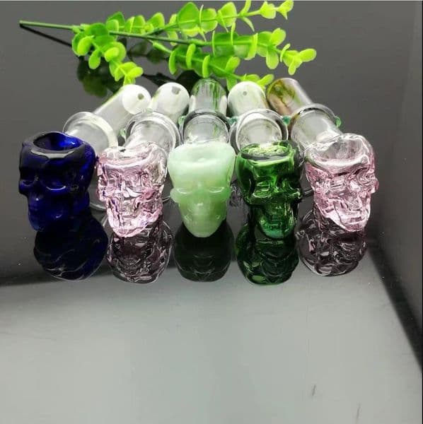 Single wheel color glass pipe skull bone Wholesale Glass bongs Oil Burner Glass Water Pipes Oil Rigs Smoking, Oil.