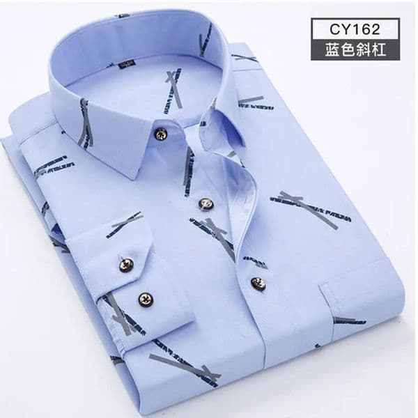 mens shirt long sleeve thin spring/summer print free ironing business casual slim fashion breathable shirt 260407