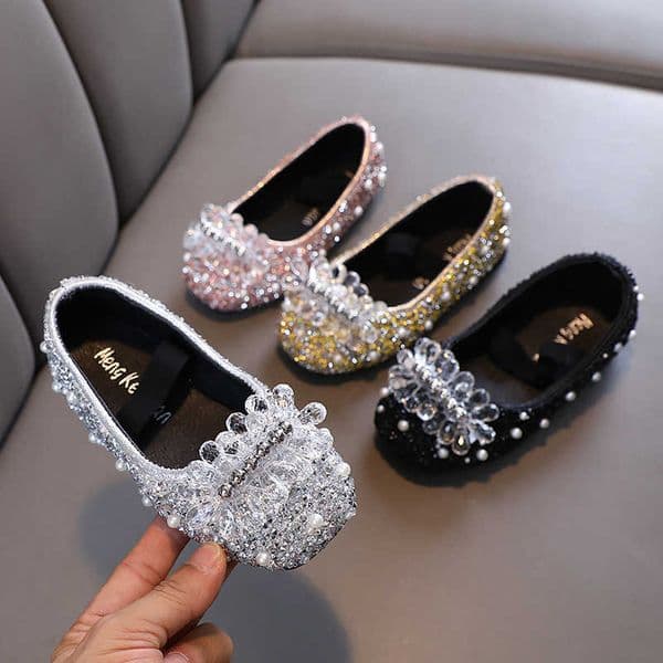 2026 Autumn New Style Ladylike Baby Girls Princess Diamond Single Shoes Leather Shoes Dance Performance Shoes Q260408