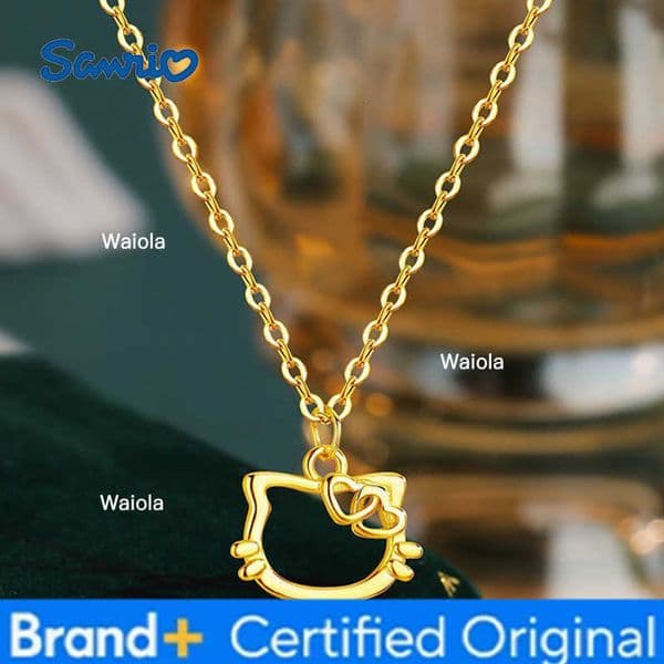 Sanrio Sanrios Cute Elegant Hellokittys Heart Choker Necklace for Girls Sweet Hollow-Out Collarbone Chain Valentine Accessory Gifts H260408