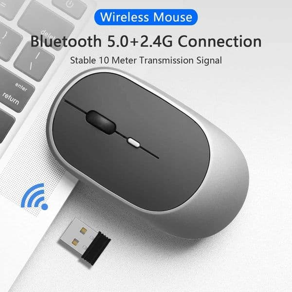 Wireless Mouse Bluetooth-compatible 24G Computer Mice Portable Rechargeable Dual mode Mouse for iPad Laptop Desktop Huawei/Mac S2647