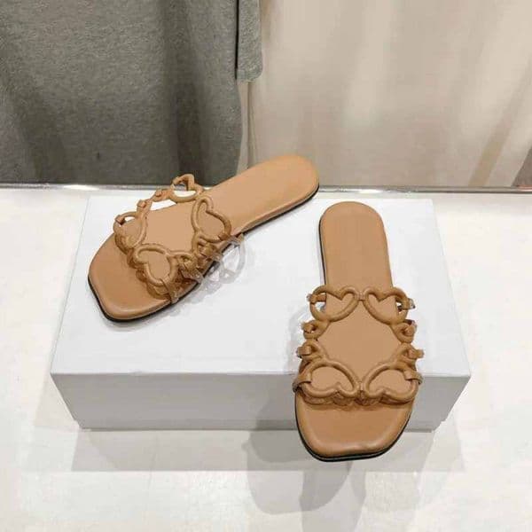 Petal Sandals Designer Sandals soft leather slippers hollowed out slippers, bath beach casual slippers, brown sandals for women