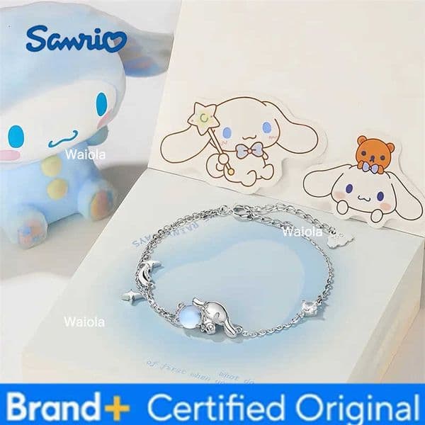 Sanrio Anime Kawaii Cinnamoroll Ins Fashion 925 Silver Bracelet Female Sweet Cute Luxury Hand Decoration Y2k Gifts for Girls H260408