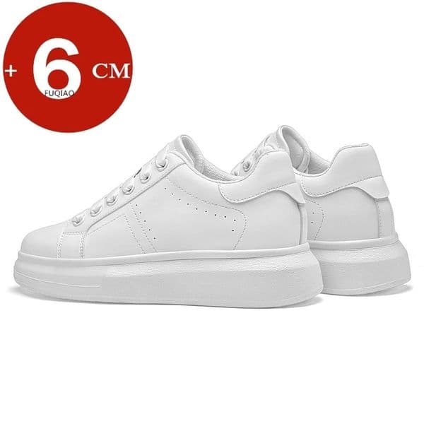 Unisex Plus Size Couple Elevator Shoes 6cm Inner Height Increasing Thick Sole Comfortable Sports Men Women Casual Leather Shoes 260408
