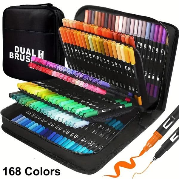 72/120/168 Colors Brush Tip Markers Art markers Dual Tip Brush Pens Coloring Markers for Coloring Book Brush Pens for letterin 260407
