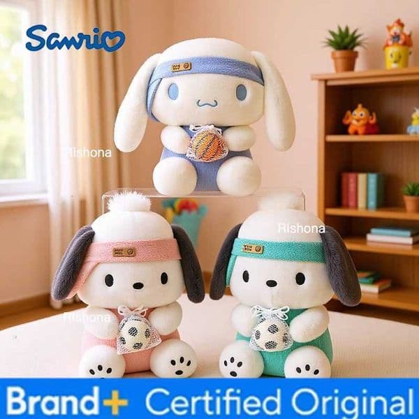 Sanrio 23CM Anime Cinnamoroll Pochacco Sports Series Cartoon Plush Doll PP Cotton Filled Pillow Kawaii Sofa Cushion Holiday Gift H260408
