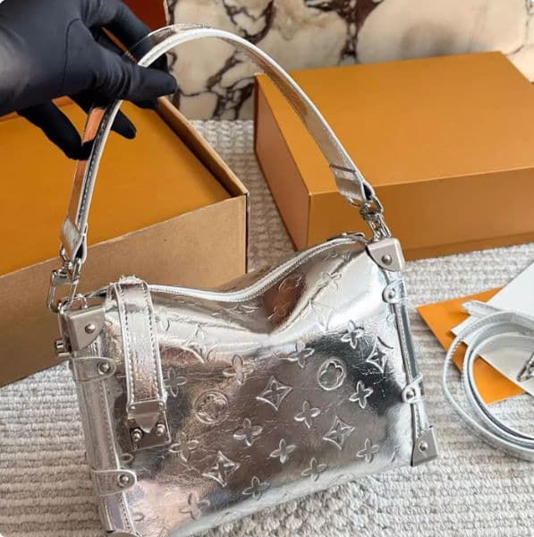 Ladies Fashion Designer Luxury Patent rose gold Sp 30cm leather Ski Totes Handbag Shoulder Bag Crossbody 20cm Top Quality Rose gold ski bag size25 Pillow Boston bags