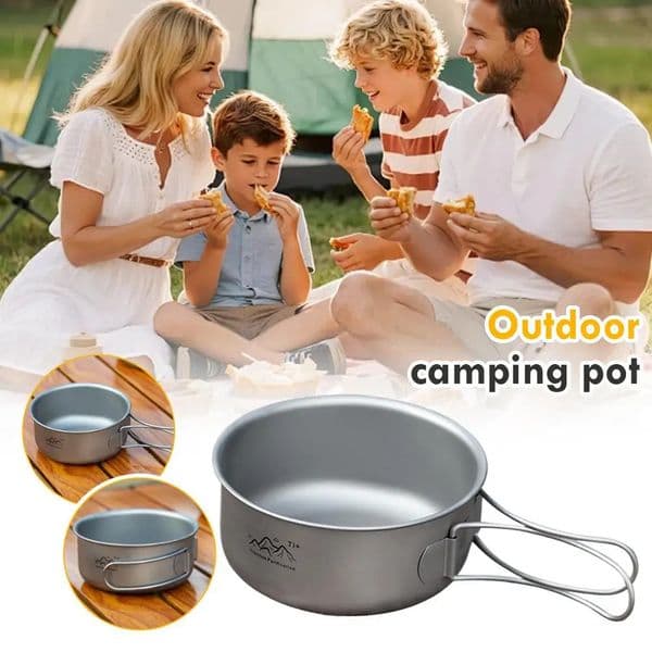 Camping Pot with Bail Handle Ultralight Outdoor Cookware Portable Hanging Soup for Bushcraft Hiking Survival 260408