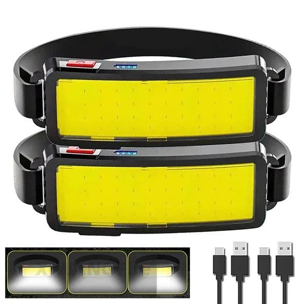 Powerful COB LED Headlamp Typec Rechargeable Head Flashlight Builtin Battery Outdoor Fishing Camping Lantern Waterproof Torch 260408