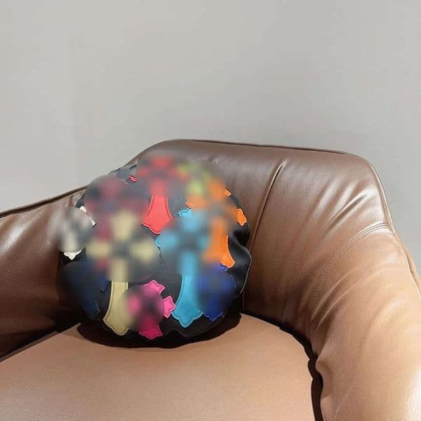 high quality Fashion designer cross embroidered letter logo circular pillow European and American luxury home sofas genuine leather car pillows
