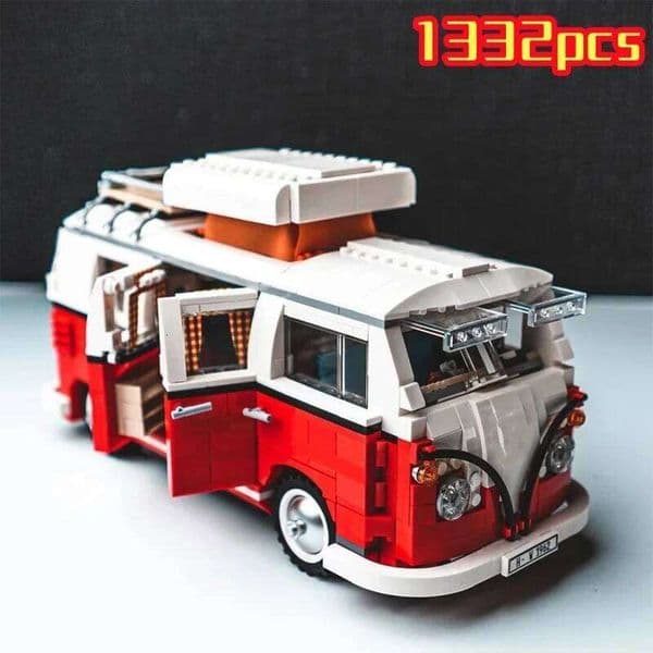 RTT 1332pcs Technical T1 Camper Van Bus Car Building Blocks Vehicle Assemble Model Fit MOC Set Bricks Toys For Boys Girl Gifts 26W0408