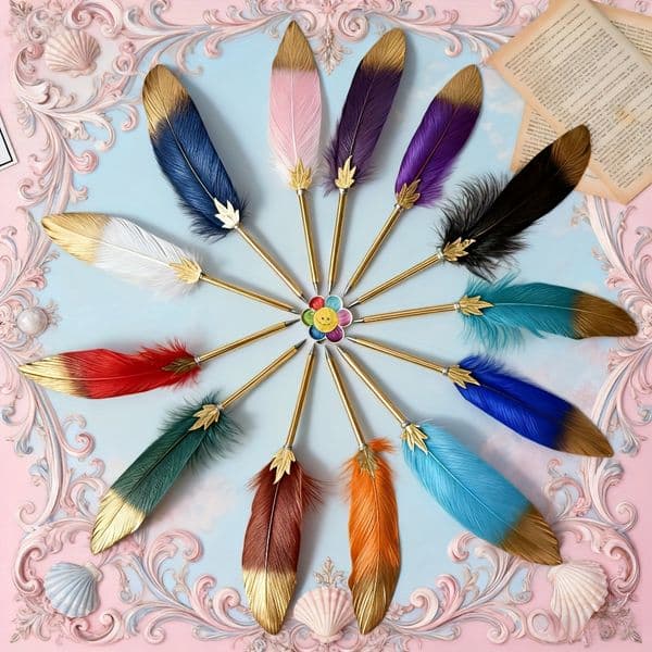 Sophisticated Retro Feathery Fountain Style Rollerball Pens Featuring Durable 0.7mm Tip For Professional Use