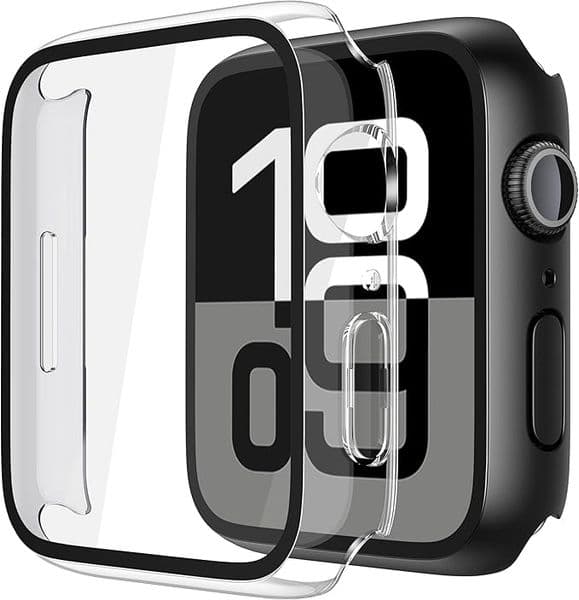 PC Case with Tempered Glass Screen Protector Compatible with Watch Series 3 Series 2 42mm, HD Overall Shockproof Protective Cover for WatchProtective Bumper Covers
