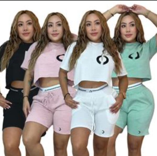 Summer New Women's Letter Printed Tracksuits Fashion Crop Top Shorts 2-piece Set Casual Solid Color Sports suits