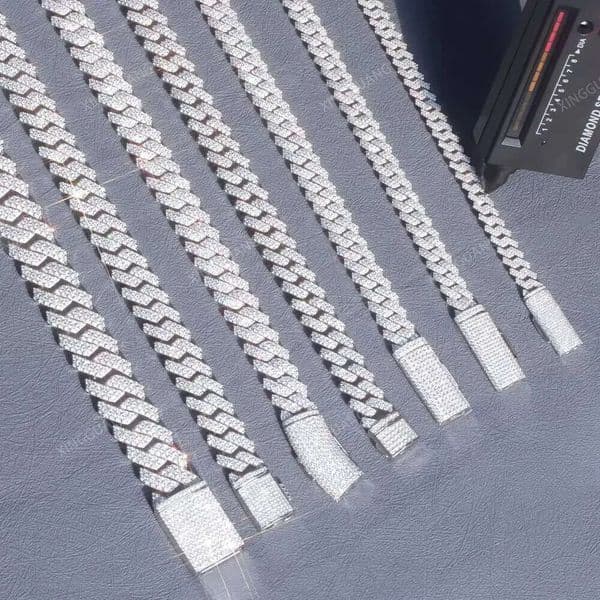 Hot Sale 2 Rows VVS Diamond Cuban Chain Men Women Hip Hop Fine Jewelry Necklace Bracelet GRA D Ice with VVS moissanite Moissanite 925 Silver Gold Plated