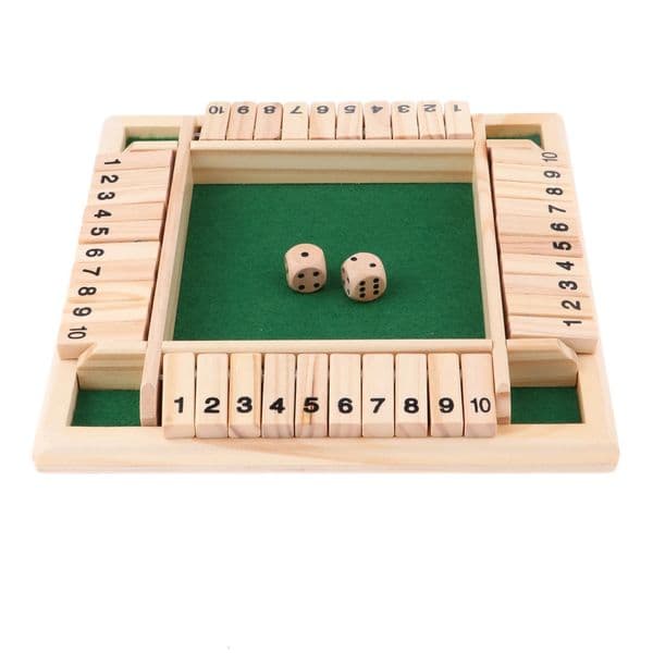 Dice Board Game Set Wooden 10 Numbers Flaps Dices for 4 Players Party Club Drinking Games Family Entertainment 260407