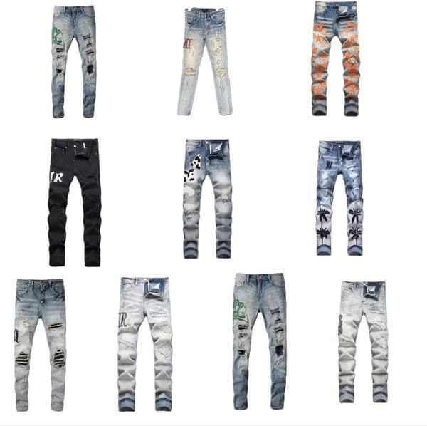 Designer jeans for men Trousers for mens Denim embroidery Multiple styles Jeans Men Pants High-end Quality Straight Retro Ripped Jean Slim Fit Motorcycle Clothing 5A