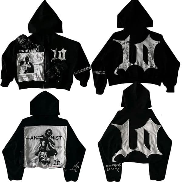 Tenthseries Retro Patchwork Hoodie Y2K Clothes Mens Harajuku Hip Hop Letter Embroidery Oversized Hoodie Sweatshirt Casual Jacket 260407