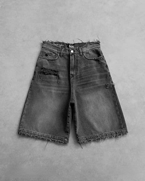 Reaven High Quality Black Punk Washed Denim Shorts Mens Summer Hip Hop Ripped Hole Raw Edge Jorts Y2k Retro Street Jean Shorts L260407