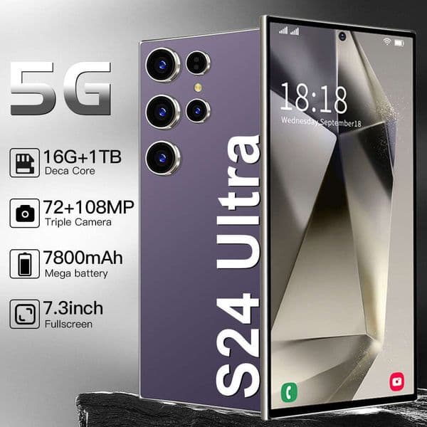 Mobile Phone S24 Ultra 7.3" Incell Middle Hole Screen 16+1T Smartphone All-In-One Hot Selling Model SANNAING