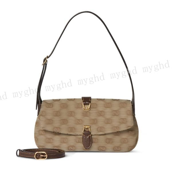 Vintage Monogram Canvas Shoulder Bag 21.5x11.5x2cm Retro Flap Hobo Handbag with Gold Hardware 2-in-1 Convertible Crossbody Bag for Women 34724