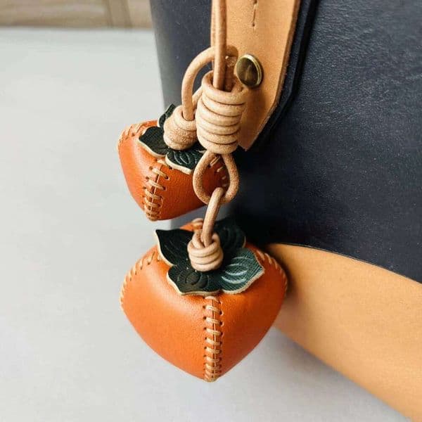 Genuine Handmade Pendants Suitable for Bags Handbag Backpacks,Cute Leather Bag Charms Fruit Keychain Accessories 26W0408