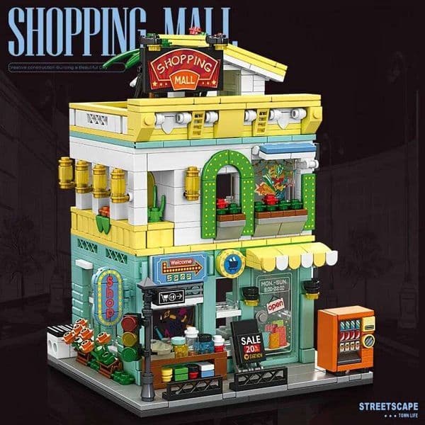700+pcs City Street View Supermarket Hotel Clothing Store Architecture Building Blocks for Kids,Assembly Miniature Puzzle Model 26W0408