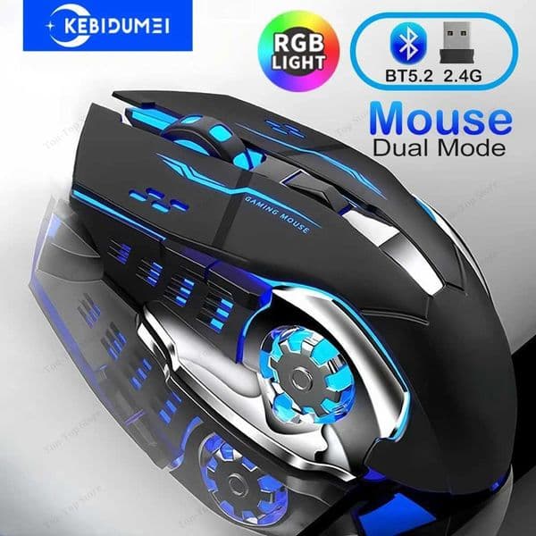 RGB Dual-Mode Bluetooth 52 Mouse 24G Wireless Mouse Gaming Mouse Rechargeable Silent Mouse 3600 DPI Mouse Mice for Laptop S2647