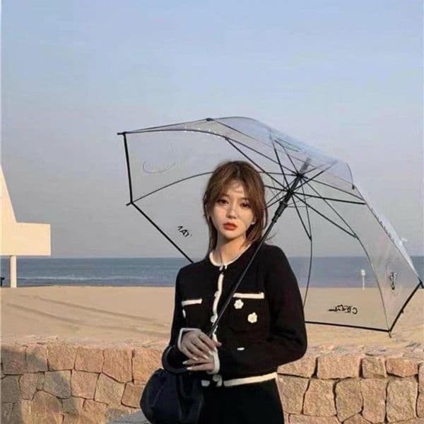 Full-Automatic Translucent Umbrella Featuring Stylish Letters - Perfect Gift Idea for Females