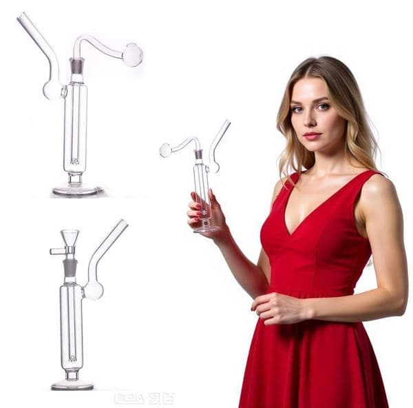 Travel 10mm female Protable Clear water oil burner pipes hookah Thick heady glass hand bong pipe for smoking with base stand