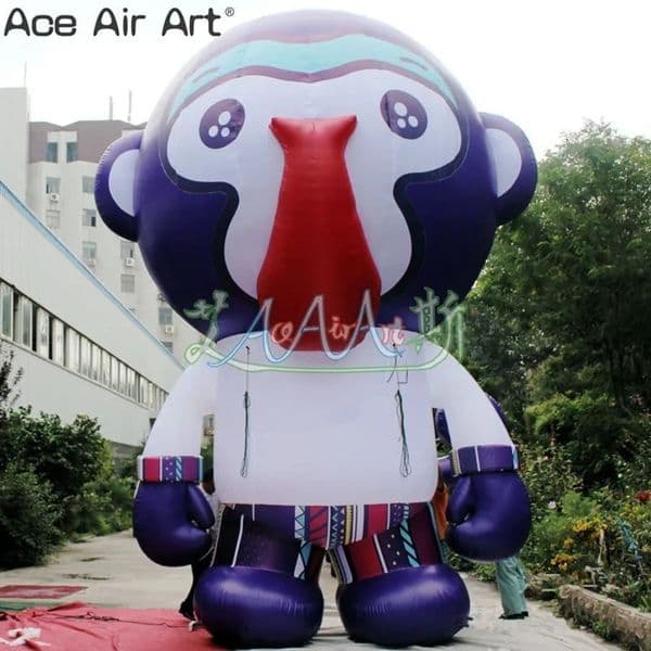 Advertising Inflatables Blue 12m height (40ft) Monkey Cartoon Model Terrestrial Animals With Free Air Blower For Sale