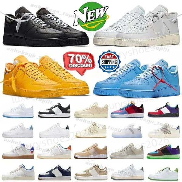 2026 designer shoes Running Shoes one af1s flat sneakers vintage triple white black co style flax wheat Cactus Jacks Orange Skeleton mens trainers sport chaussure c1