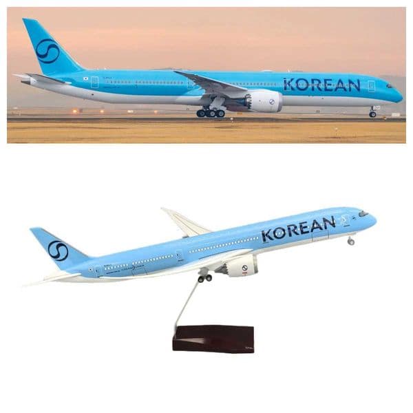 43cm plane model Korean Air 787-10 Replica Resin airplane models With Wheels Led Light Souvenir Plane Toy Collected GiftL260408
