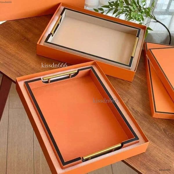 Leather Home Living Room Storage Rectangular Tray Desktop Jewelry Decoration Storage Series