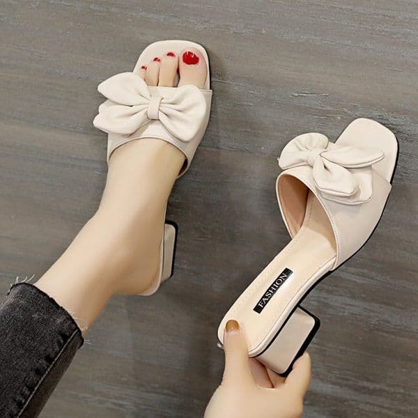 Ddmysports Trendy Fashionable Bowknot Slippers For Women Summer New Korean Style Versatile Fairy Slide Sandals Outdoor Shoes
