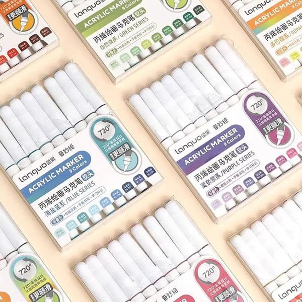 Professional 9-Colors Marker Pen Stackable Color Art Stationery Colour Pen Learning Markers Straight Liquid Art Watercolor Pen 260407BJ