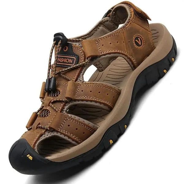 2024 Mens Leather Sandals Summer Shoes Mens Sandals Fashion Casual Outdoor Beach Slippers Breathable Wading Shoes260407