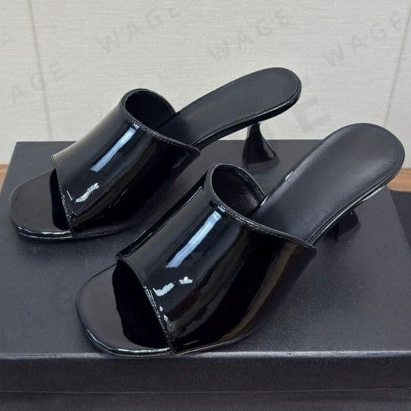 2026 Women's Logo-Accent Mule Heels - Patent Leather/Rhinestone Styles, Block Heel, Multi-Colors, Stylish Design, Cushioned Insole, Ideal for Party/Daily/Leisure Matching-4