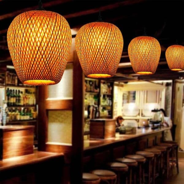 Handmade Rattan Chandelier Japanese Style Bamboo Lamp Pastoral Vintage Restaurant Chandelie Light For Cafe Bar E27 E26