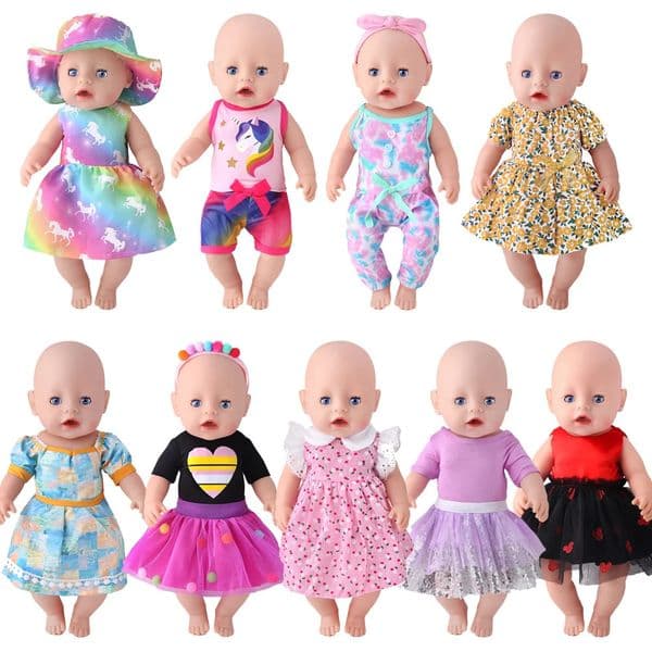 Various Ctue Dress Ours Generation 43 cm Reborn Baby Dolls Accessories Children Toys American 18 Inch Girl Doll Skirt 260408BY