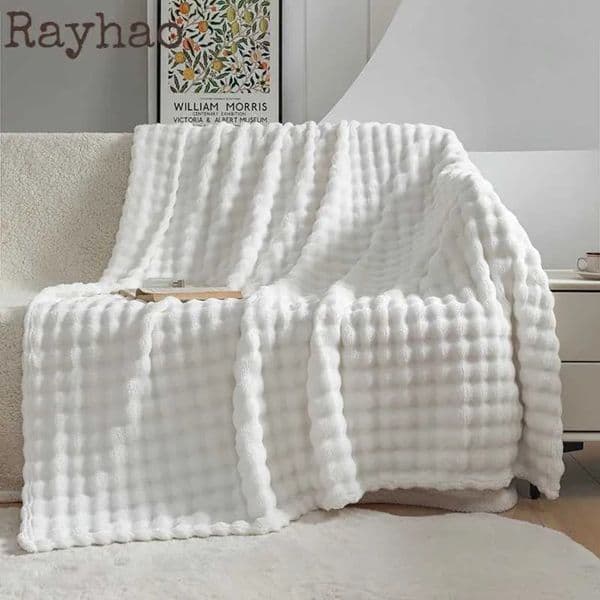 Luxury Designer Milk Velvet Bubble Rabbit Plush Light Luxury Double-Sided Coral Flannel art Blanket Nap Sofa Travel Airplane Office Shipping 17