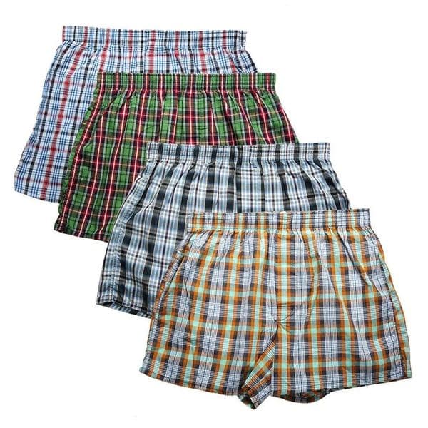 High Quality 4-Pack Mens Boxer Shorts Woven Cotton 100 Classic Plaid Combed Male Underpant Loose Breathable Oversize 260408BJ